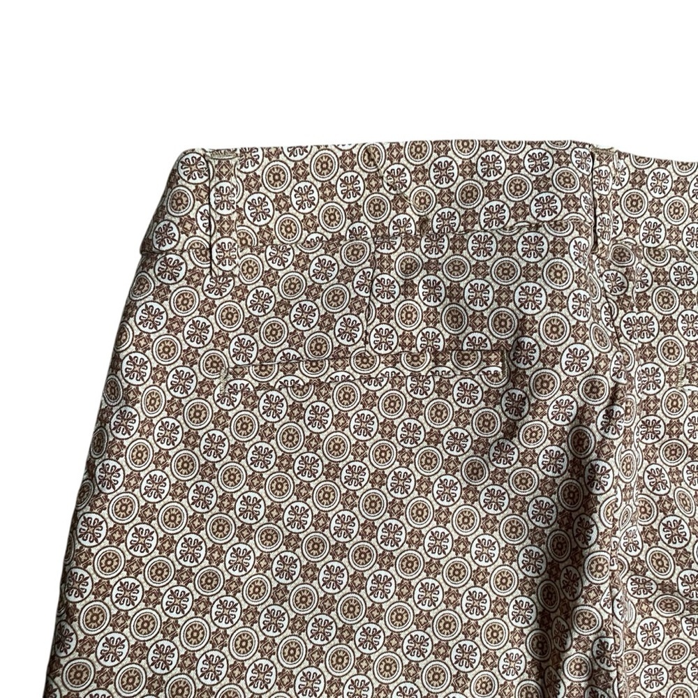 Cynthia Rowley Geometric Print Pants Brown Cream Stretch Ankle Trousers Sz 2 - Picture 6 of 10